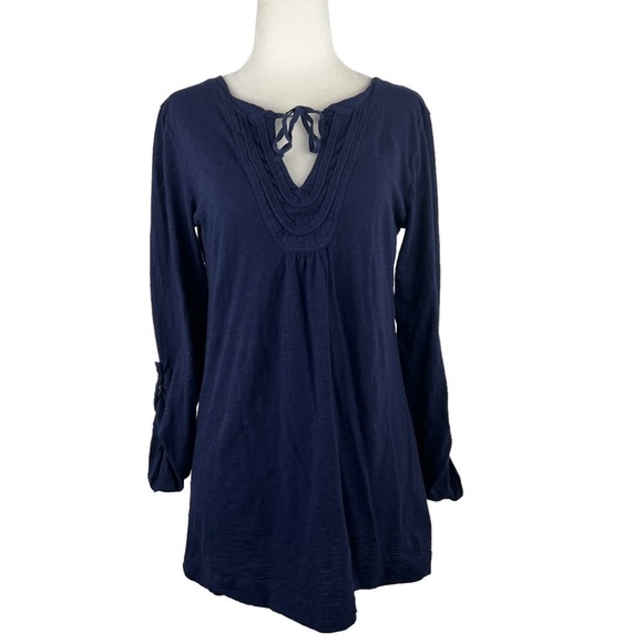 𝅺ann TAYLOR LOFT V-LACE‎ NECK LONG SLEEVED TUNIC - Picture 1 of 11